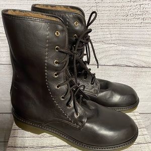 Max Mara Beverly leather combat boots size 39/9 dark brown